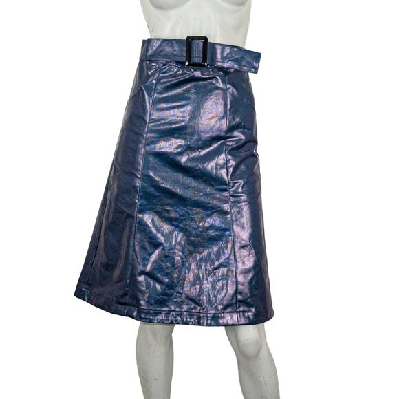 JOHN ELLIOTT Belted Skirt Plastic Blue size 1 Fall 2018 - Picture 3 of 13
